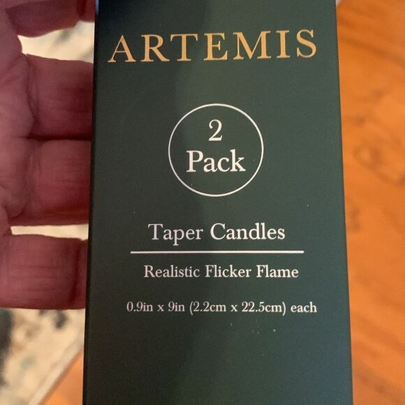 One 2-Pack Taper Candles Realistic Flicker available: White-4; Green-2; Mauve-2 - Picture 5 of 10